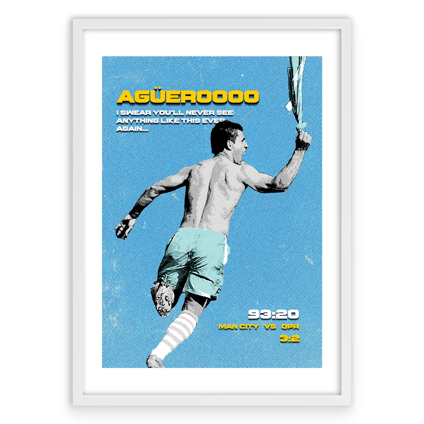 Aguero Iconic Goal Plakat-Biała Krawędź-Biała Aluminiowa Rama
