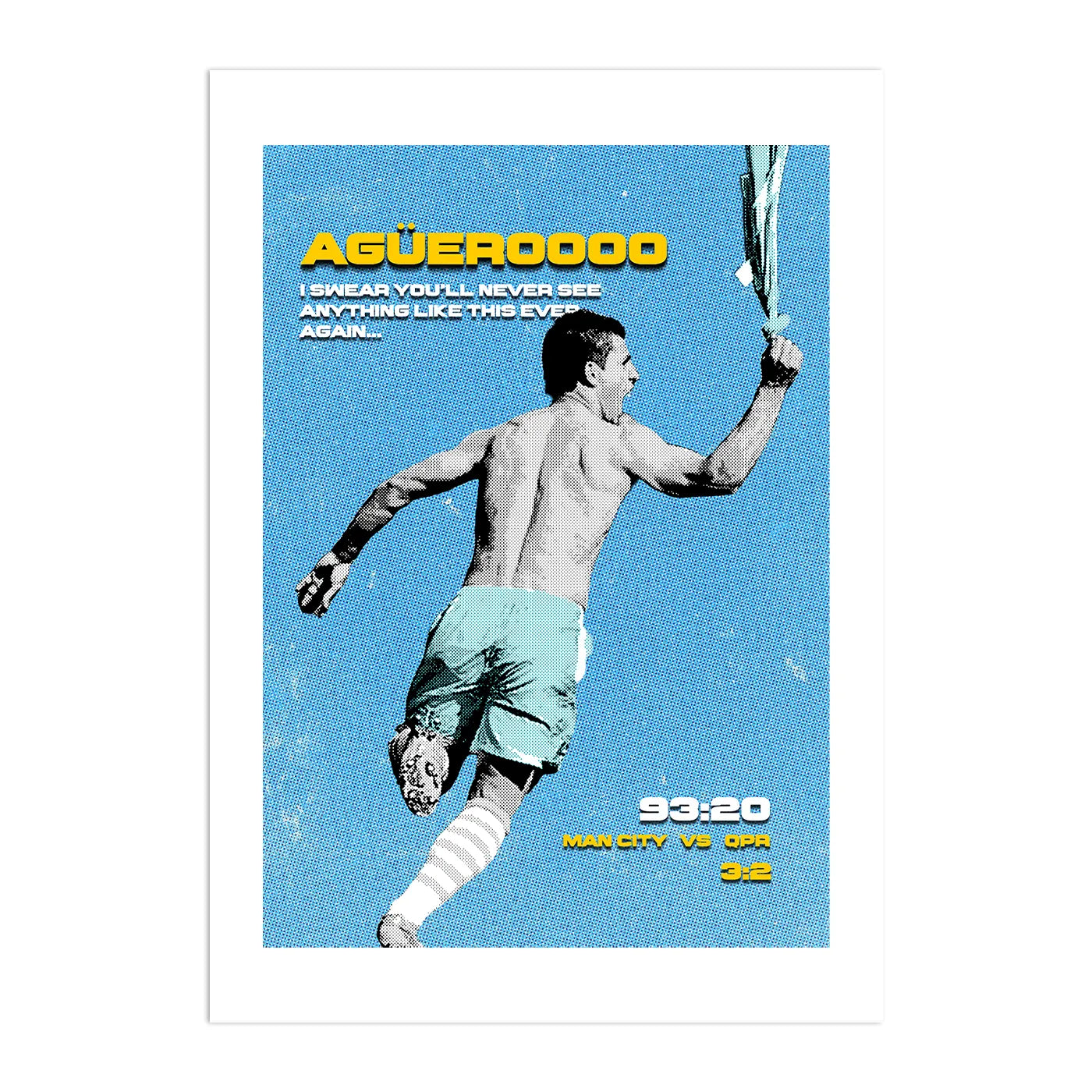 Aguero Iconic Goal Plakat-Biała Krawędź-Bez Ramy