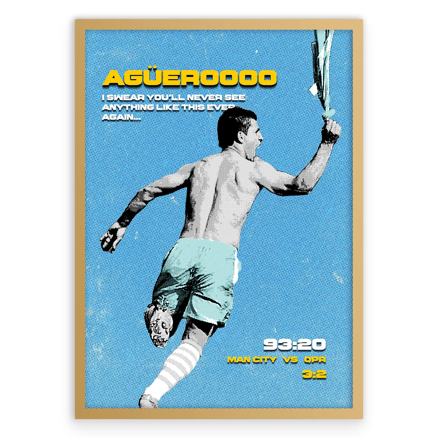 Aguero Iconic Goal Plakat-Pełna Okładka-Złota Aluminiowa Rama