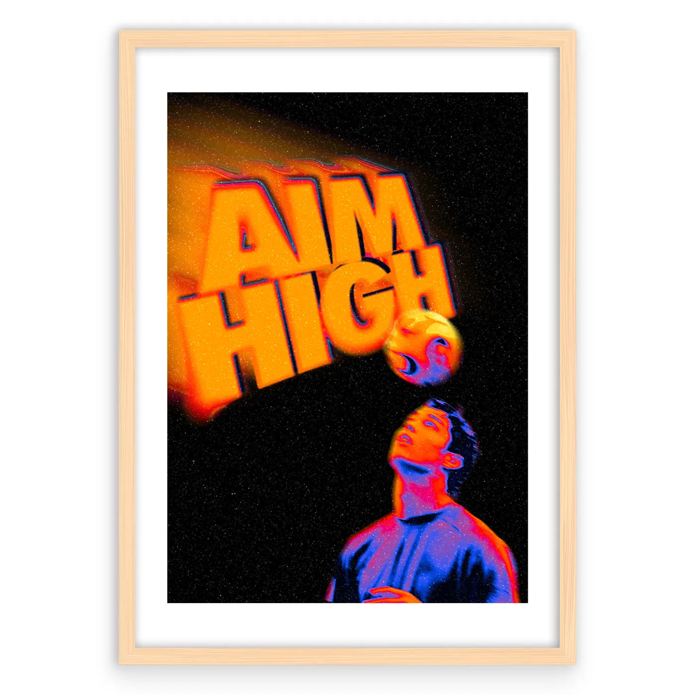 Aim High Plakat-Biała Krawędź-Naturalna Drewniana Rama