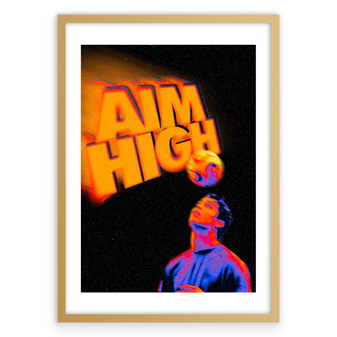 Aim High Plakat-Biała Krawędź-Złota Aluminiowa Rama