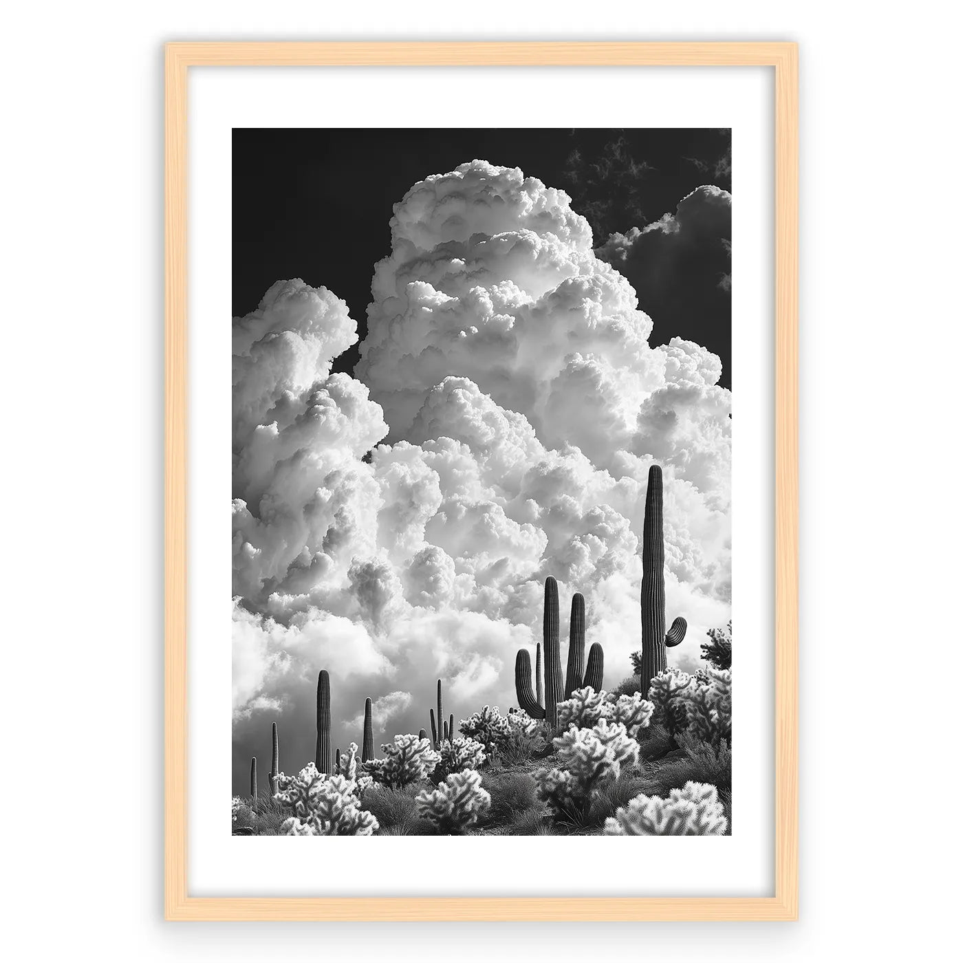 Arizona Clouds Plakat-Biała Krawędź-Naturalna Drewniana Rama