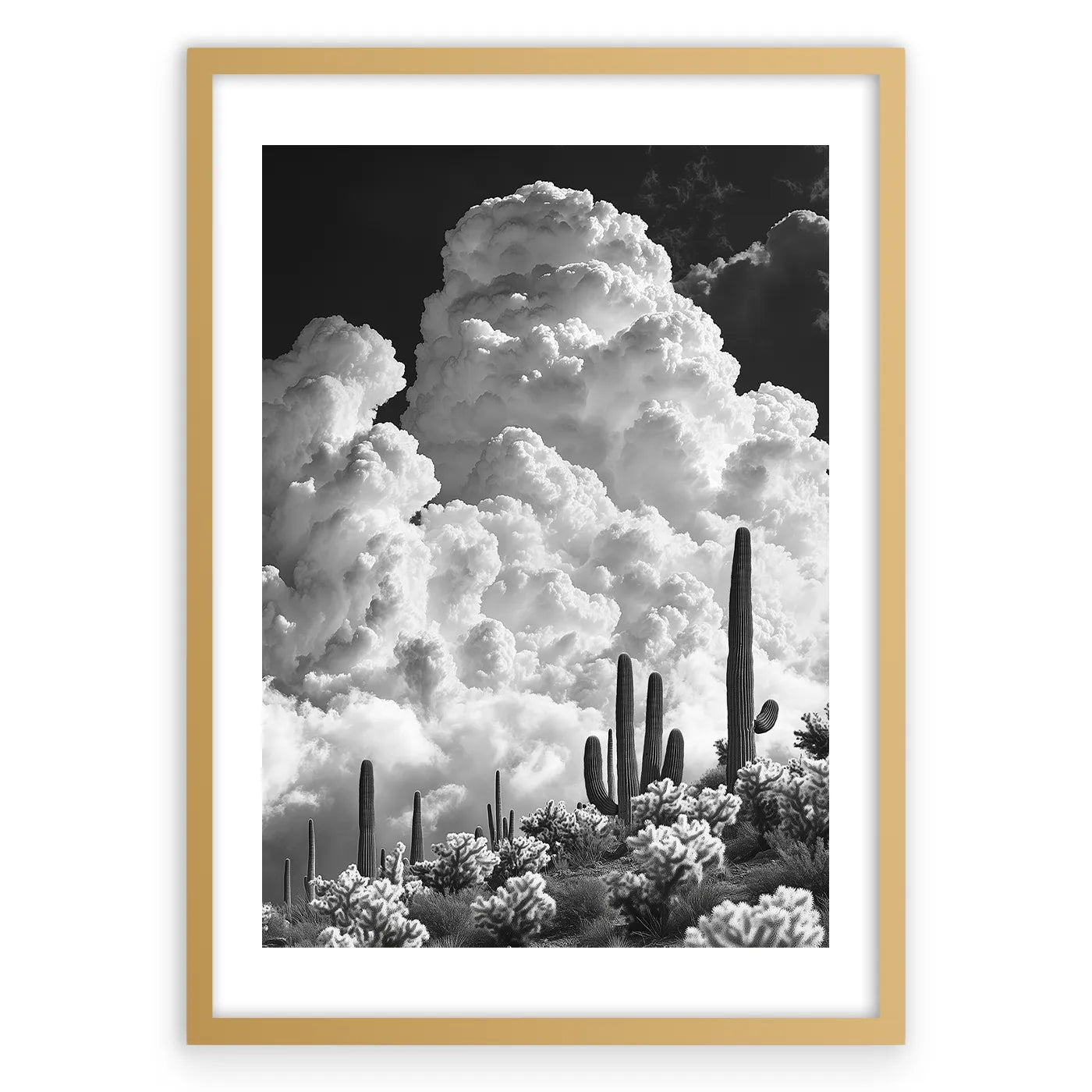 Arizona Clouds Plakat-Biała Krawędź-Złota Aluminiowa Rama