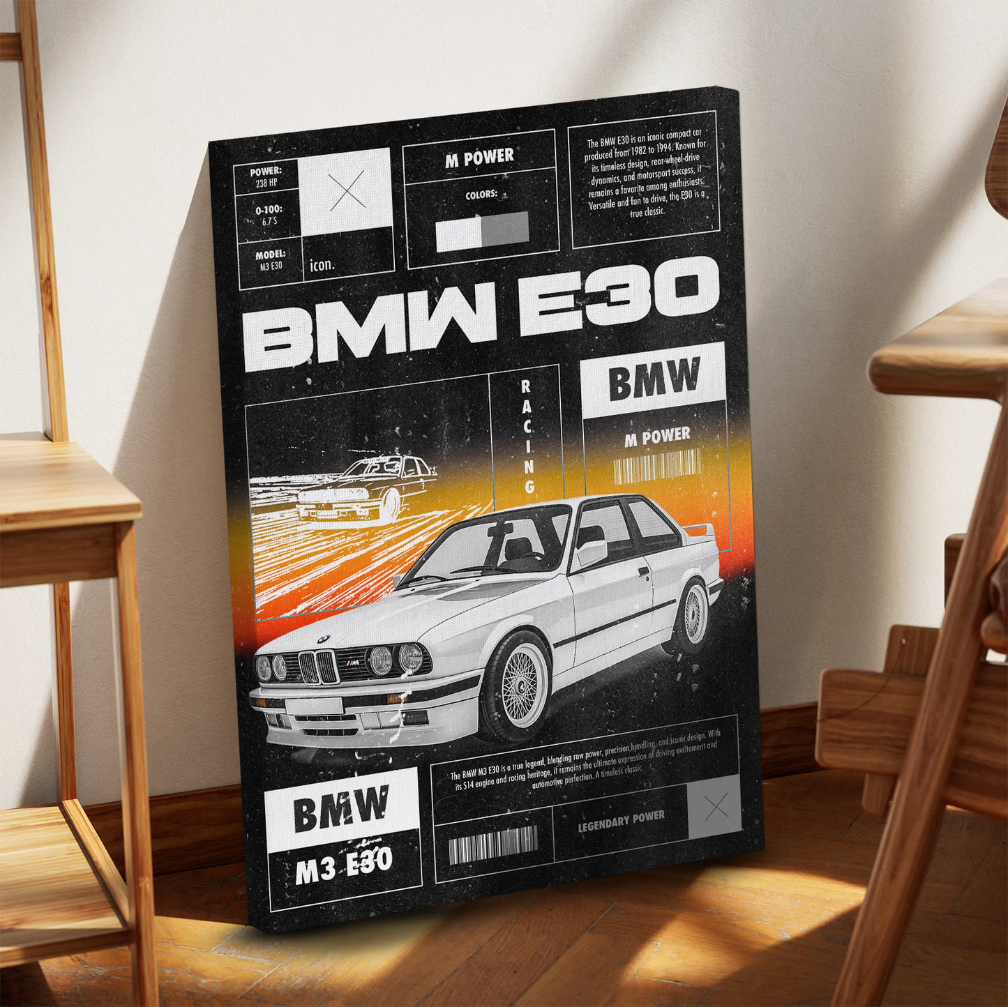 BMW E30 Obraz na Płótnie-