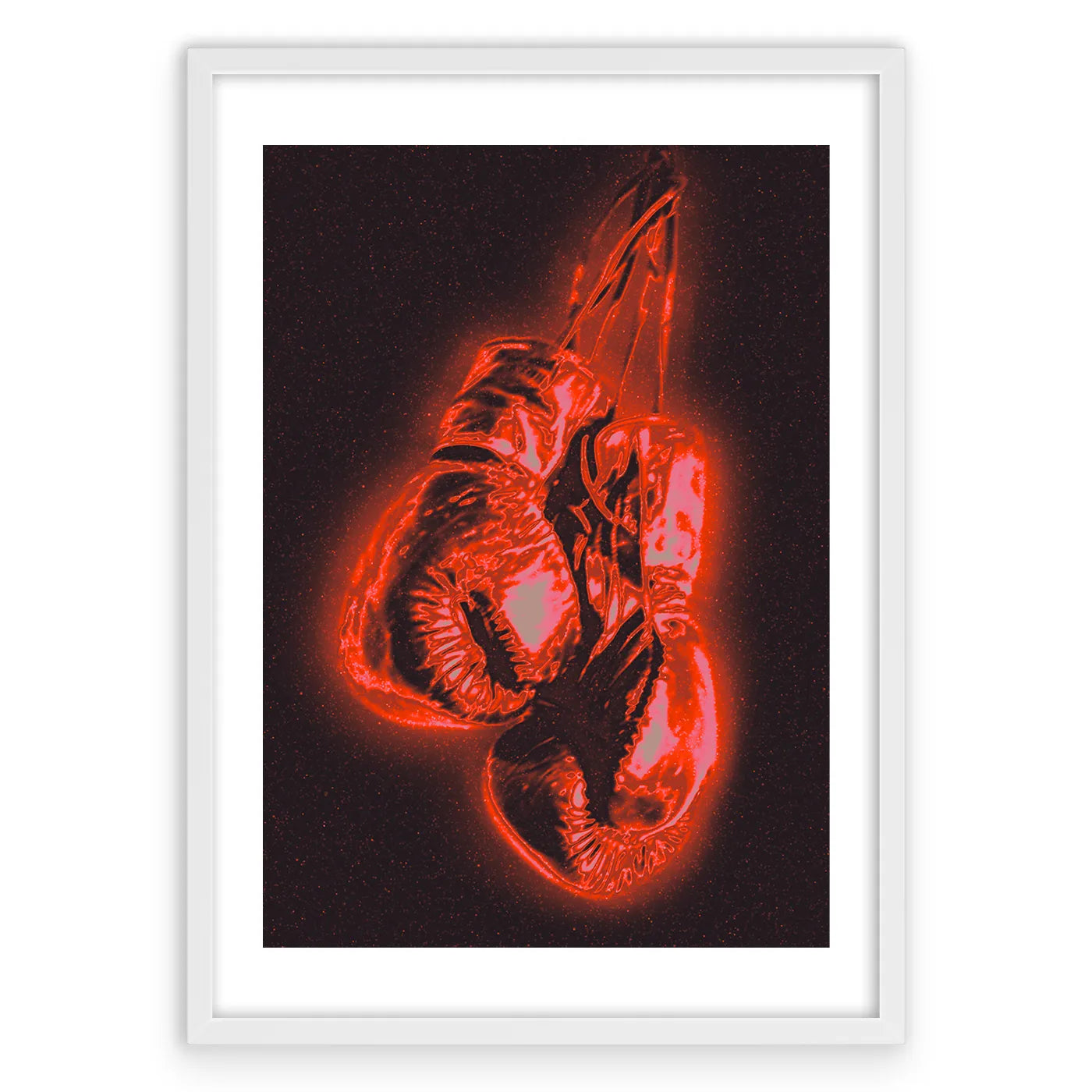 Boxing Gloves Plakat-Biała Krawędź-Biała Aluminiowa Rama