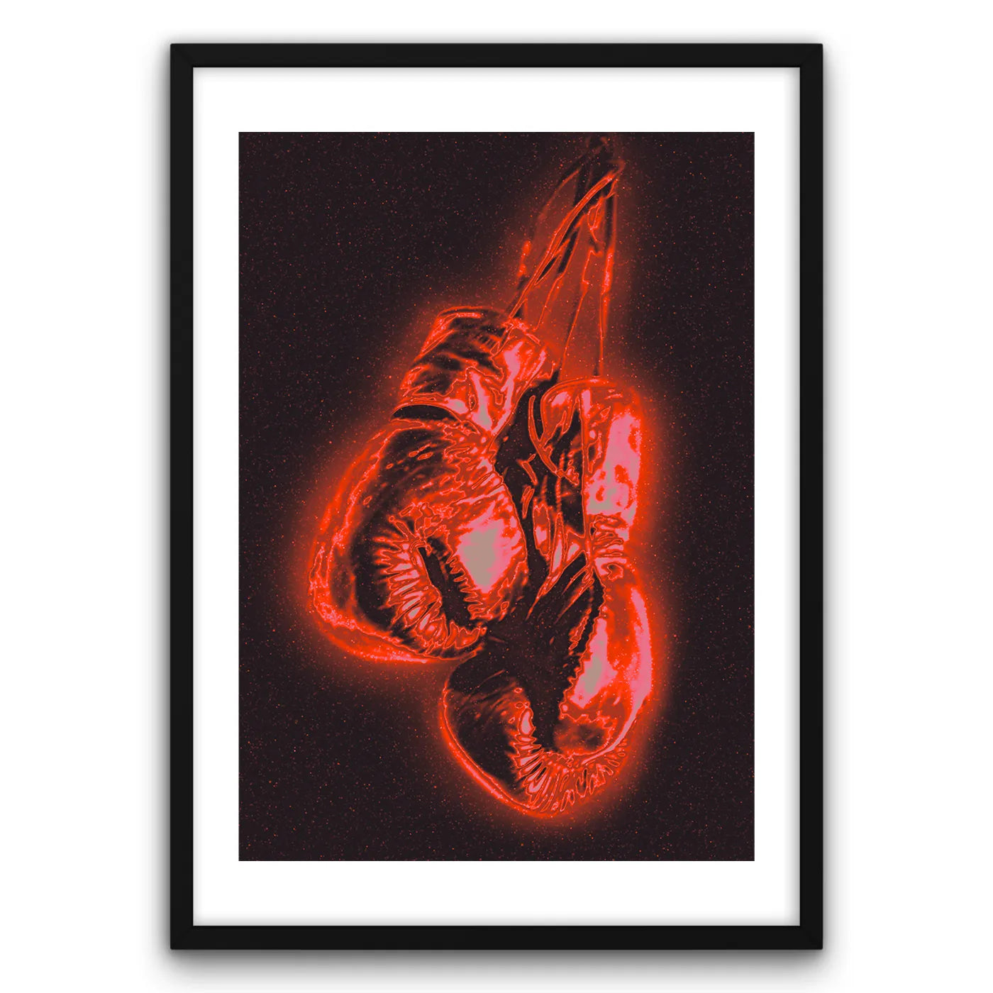 Boxing Gloves Plakat-Biała Krawędź-Czarna Drewniana Rama
