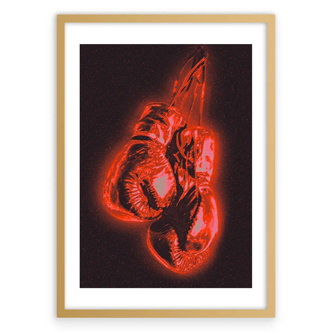 Boxing Gloves Plakat-Biała Krawędź-Złota Aluminiowa Rama
