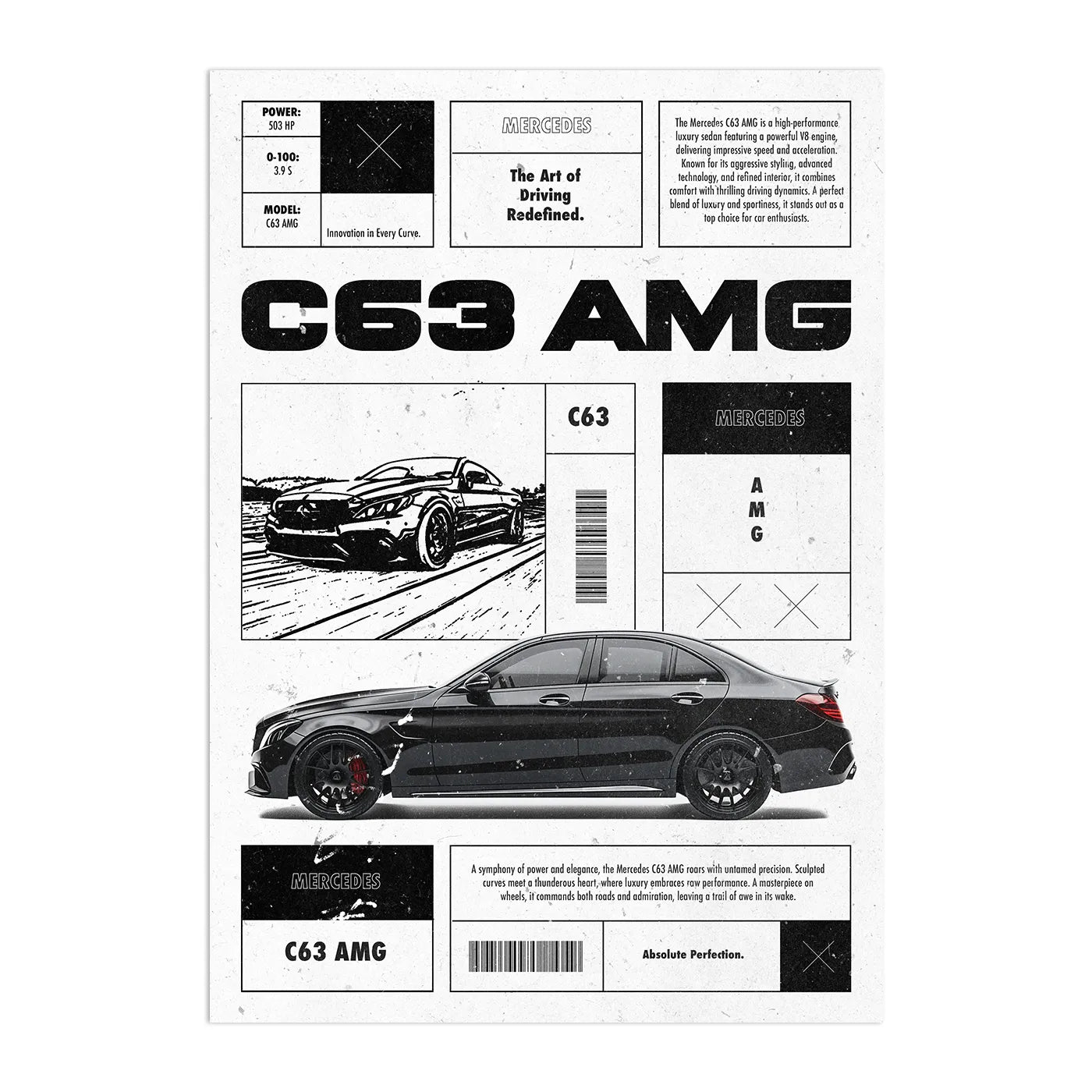 C63 AMG Plakat-Pełna Okładka-Bez Ramy