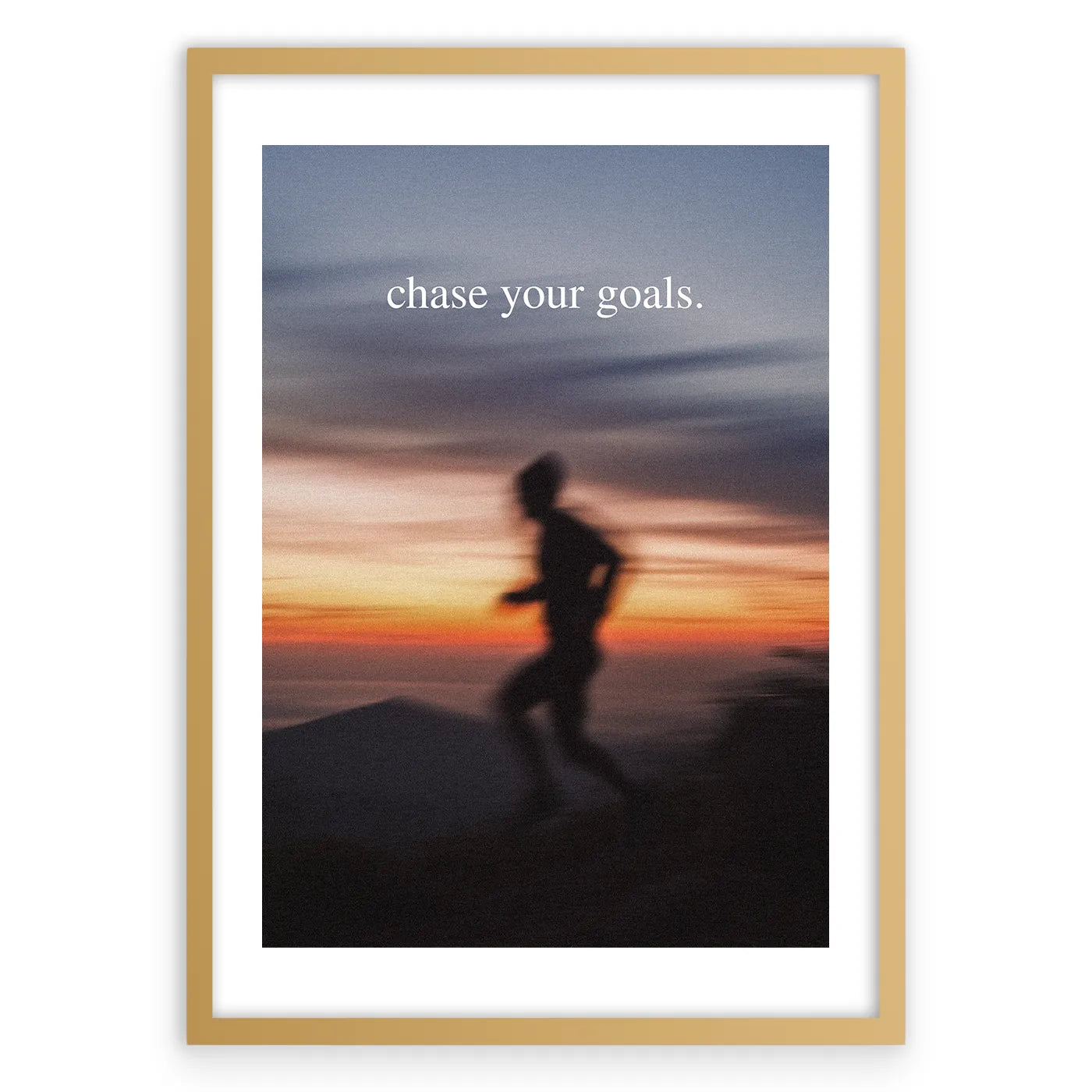 Chase Your Goals Plakat-Biała Krawędź-Złota Aluminiowa Rama
