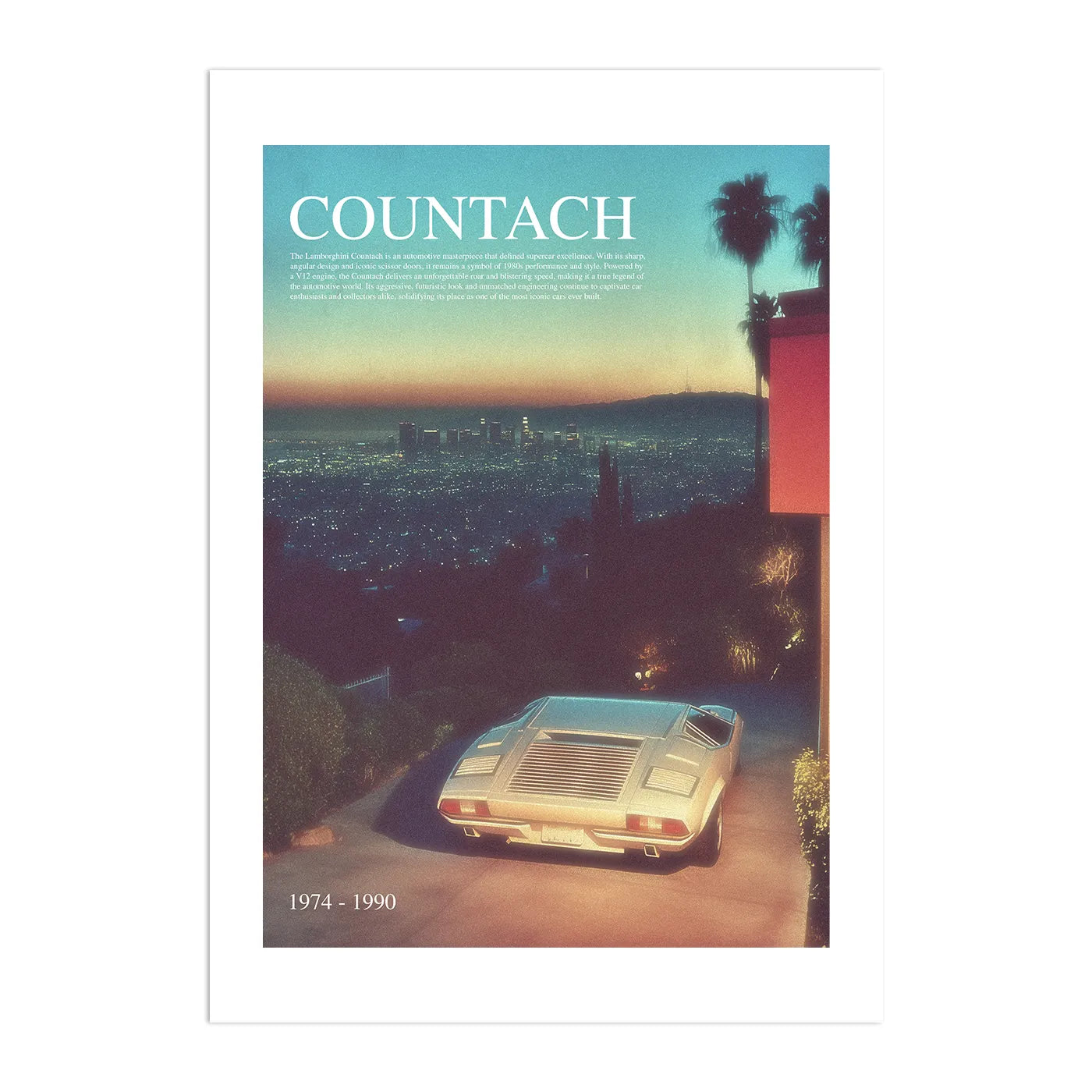 Countach in LA Plakat-Biała Krawędź-Bez Ramy
