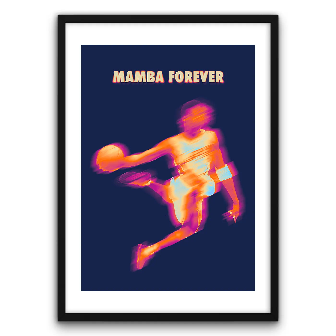 Mamba Forever Plakat-Biała Krawędź-Czarna Drewniana Rama