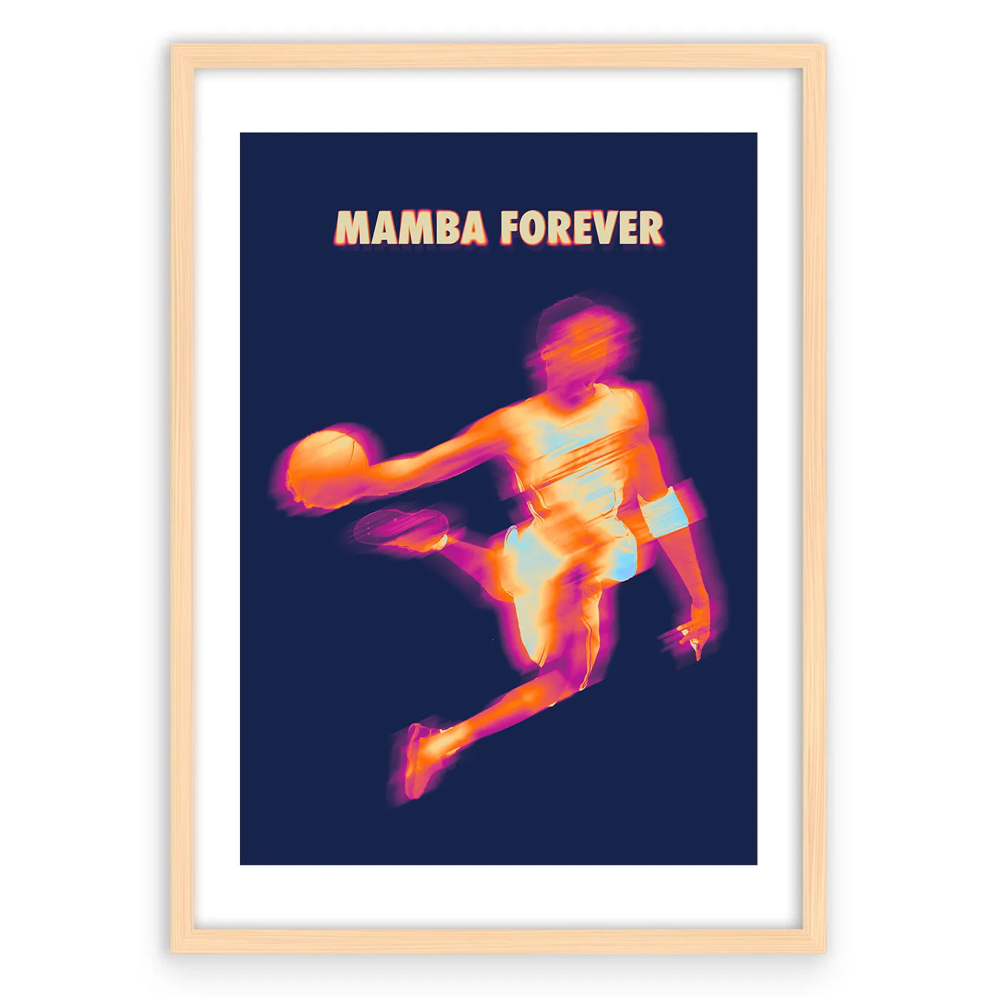 Mamba Forever Plakat-Biała Krawędź-Naturalna Drewniana Rama