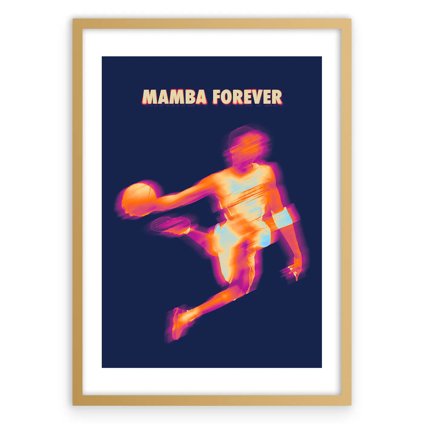 Mamba Forever Plakat-Biała Krawędź-Złota Aluminiowa Rama
