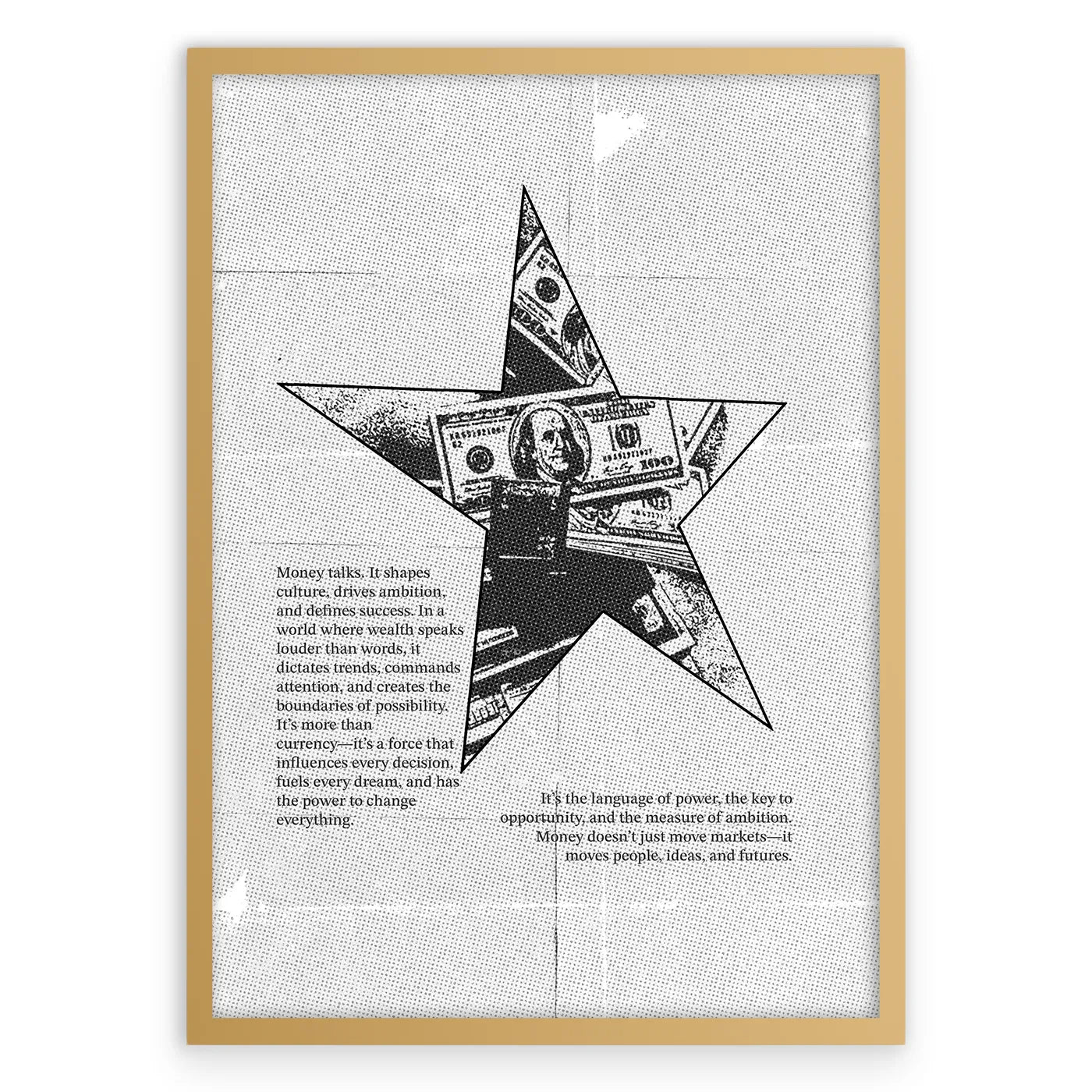 Money Star Plakat-Złota Aluminiowa Rama-