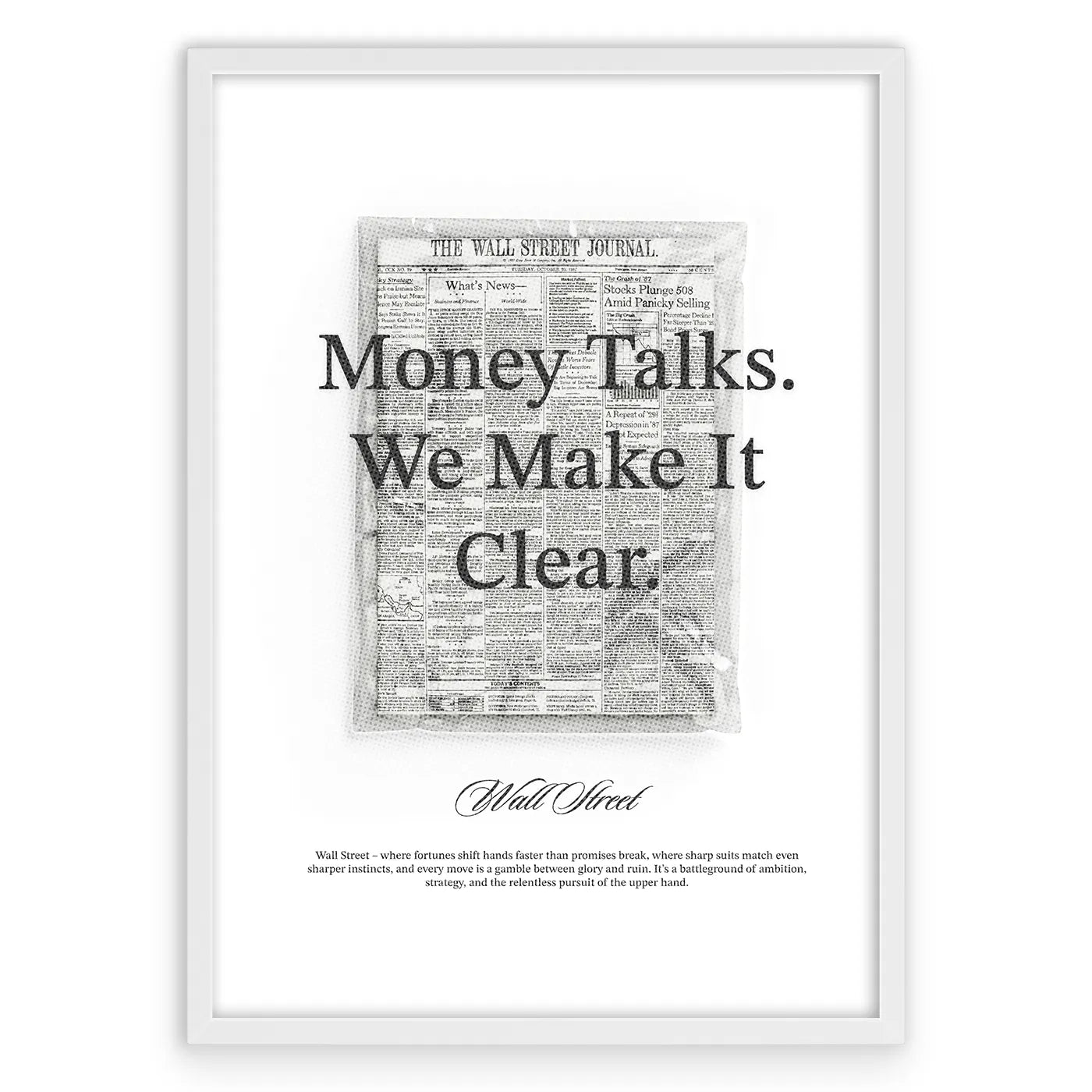 Money Talks Plakat-Biała Aluminiowa Rama-