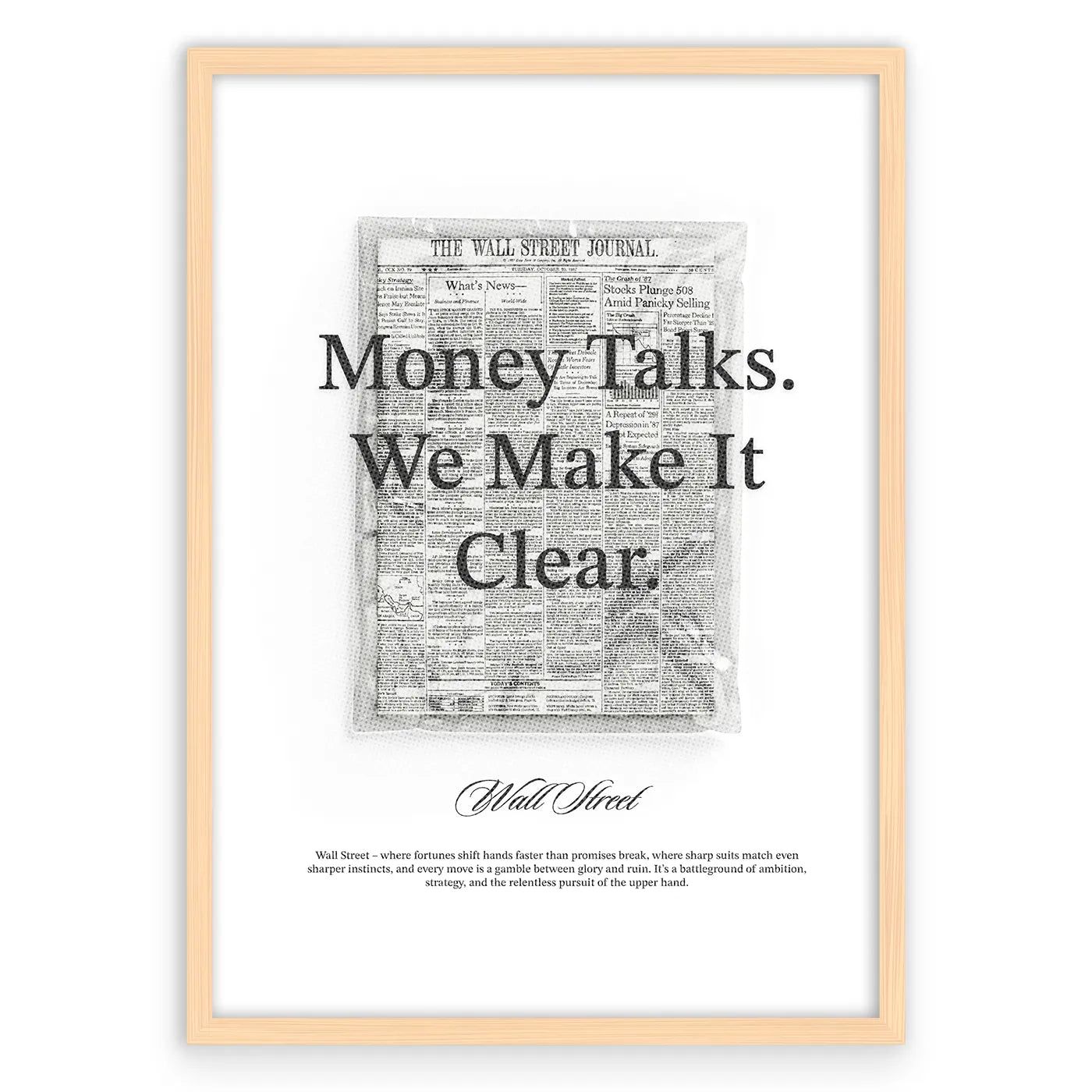 Money Talks Plakat-Naturalna Drewniana Rama-