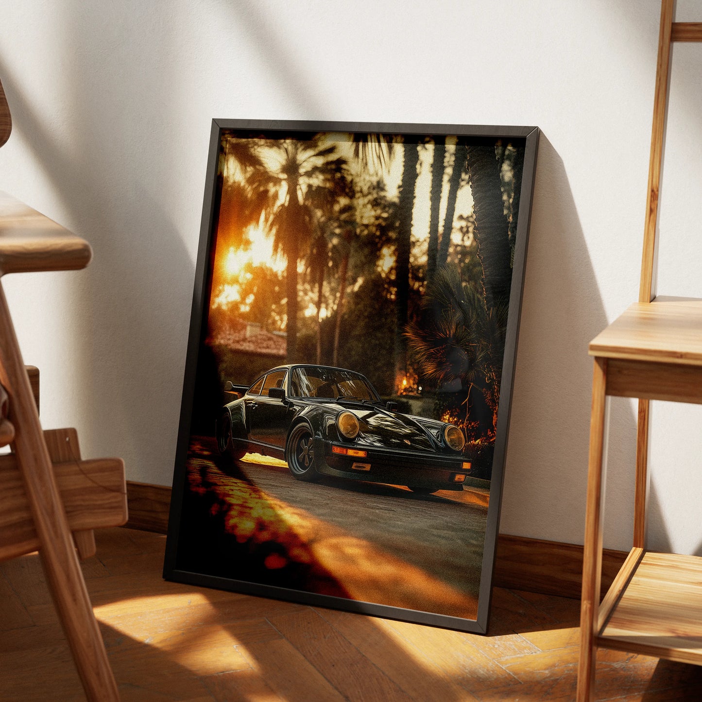 Porsche 911 Sunset Vintage Plakat-Pełna Okładka-Bez Ramy