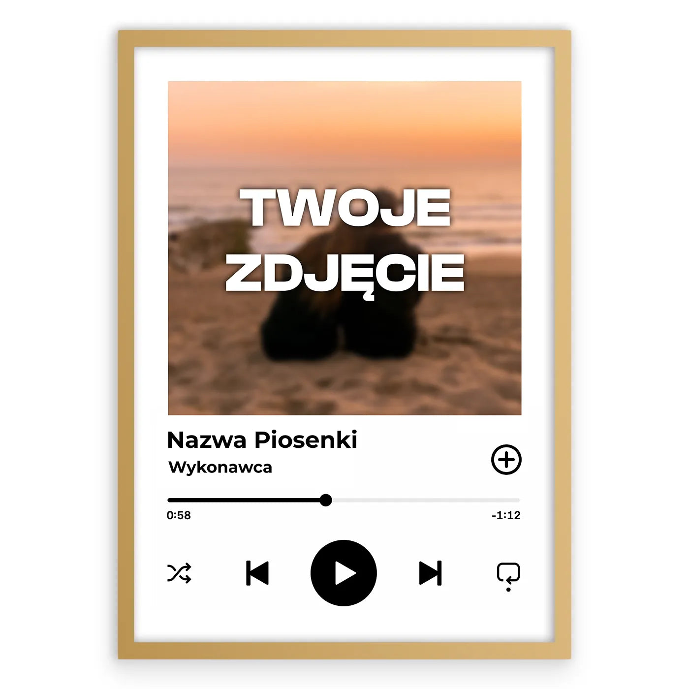 Personalizowany Plakat z Piosenką-Złota Aluminiowa Rama-