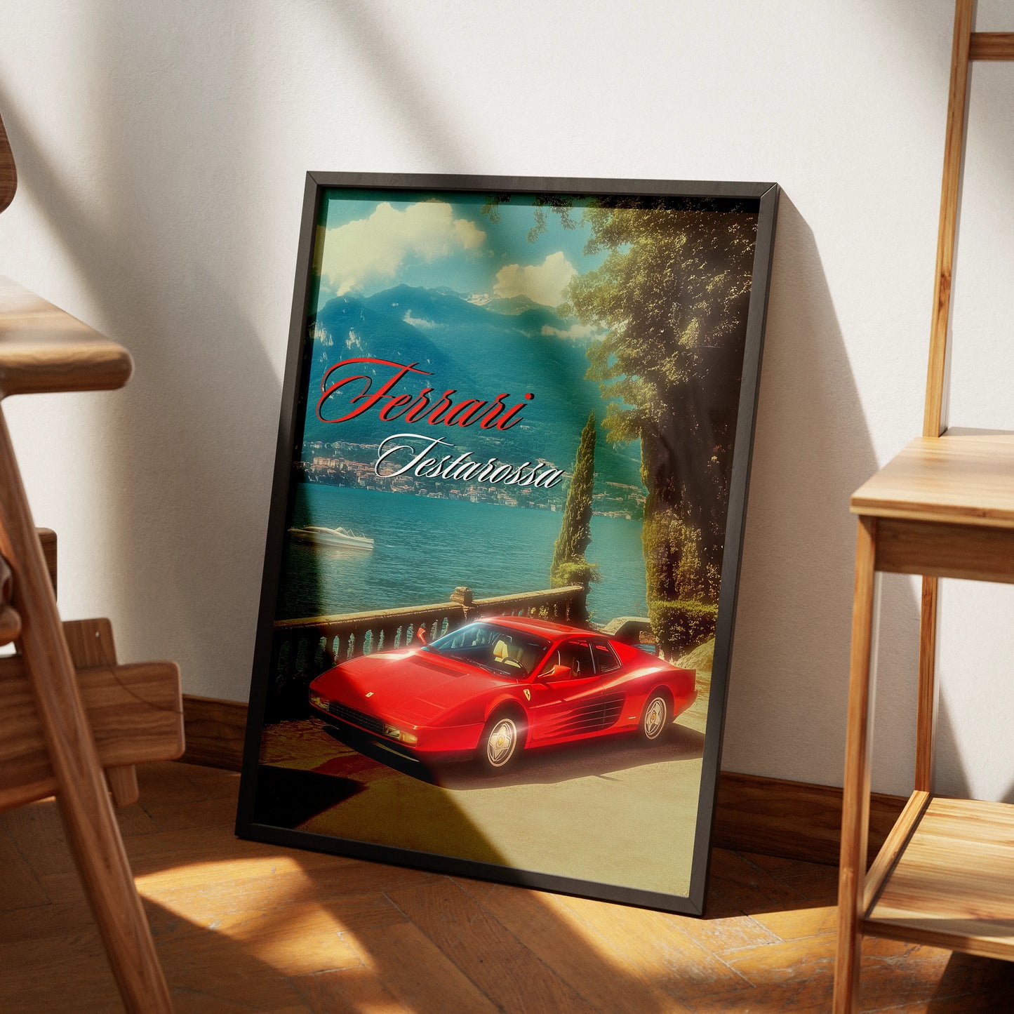 Ferrari Testarossa Vintage Plakat-Pełna Okładka-Bez Ramy
