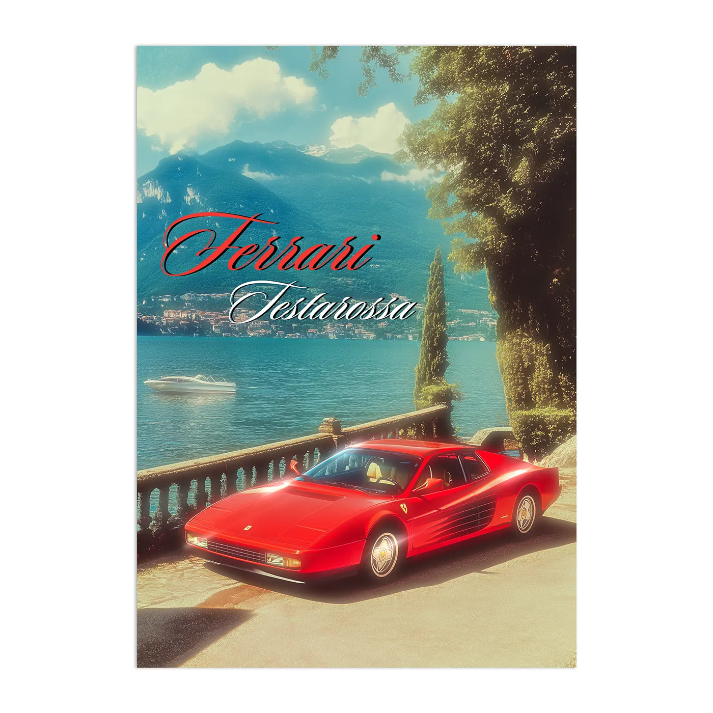 Ferrari Testarossa Vintage Plakat-Pełna Okładka-Bez Ramy