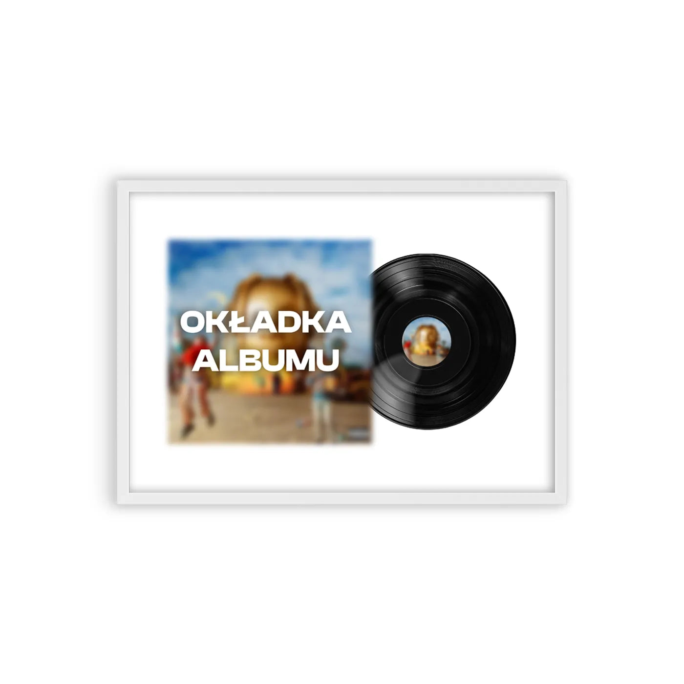 Personalizowany Plakat Płyta Winylowa-Biała Aluminiowa Rama-