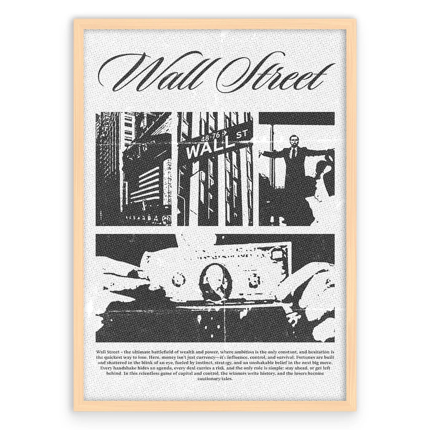 Wall Street Plakat-Naturalna Drewniana Rama-
