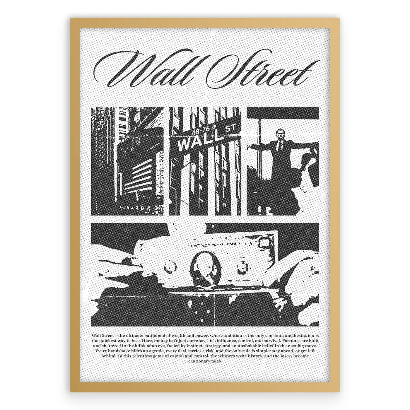 Wall Street Plakat-Złota Aluminiowa Rama-