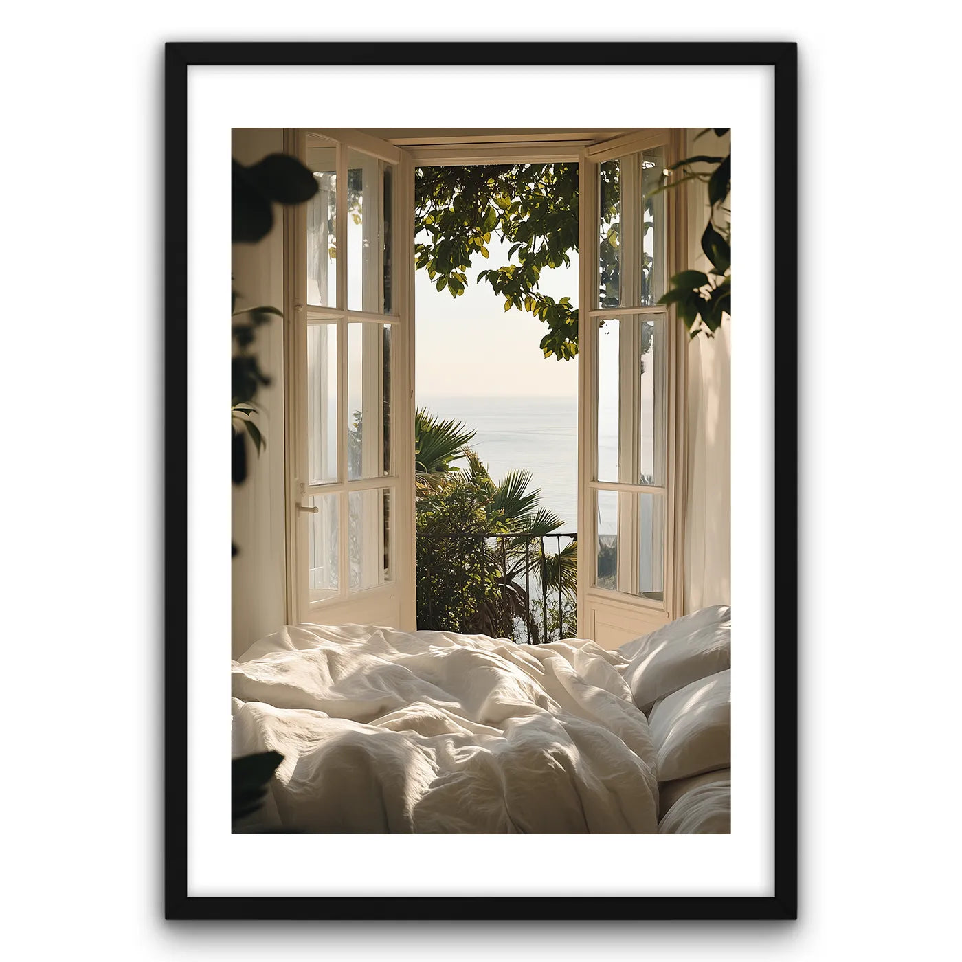 Window View Plakat-Biała Krawędź-Czarna Drewniana Rama