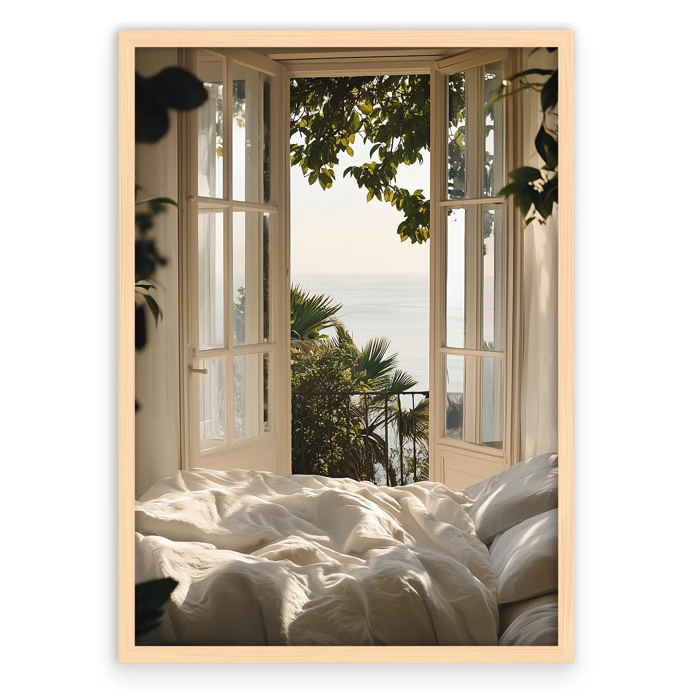 Window View Plakat-Pełna Okładka-Naturalna Drewniana Rama