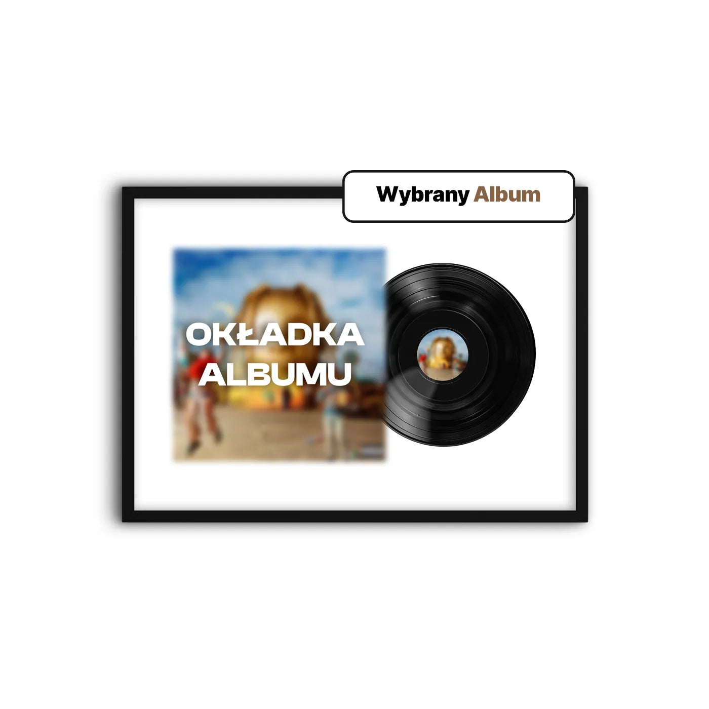 Personalizowany Plakat Płyta Winylowa-Czarna Drewniana Rama-