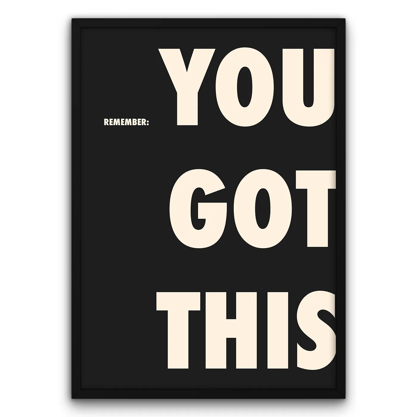 Plakat motywacyjny "You Got This" na czarnym tle, minimalistyczny design.