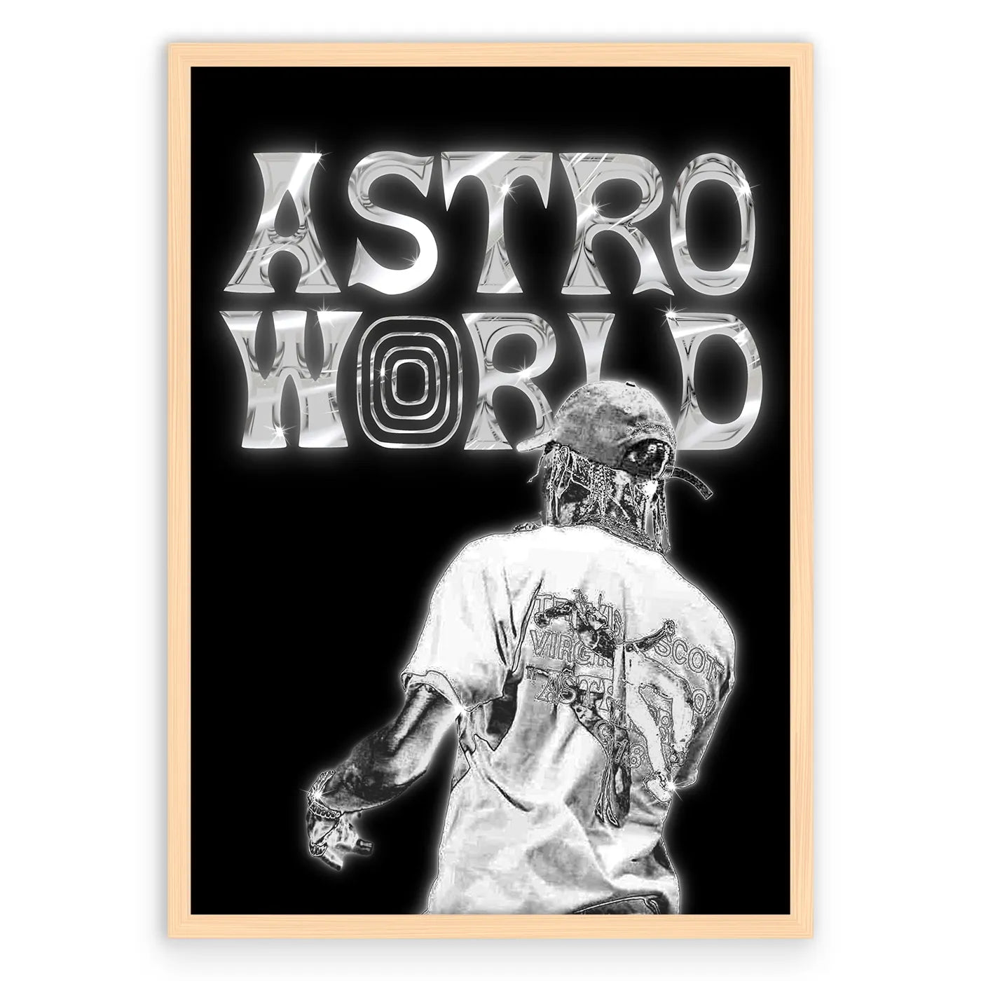 Travis Scott Chrome Plakat-Naturalna Drewniana Rama-