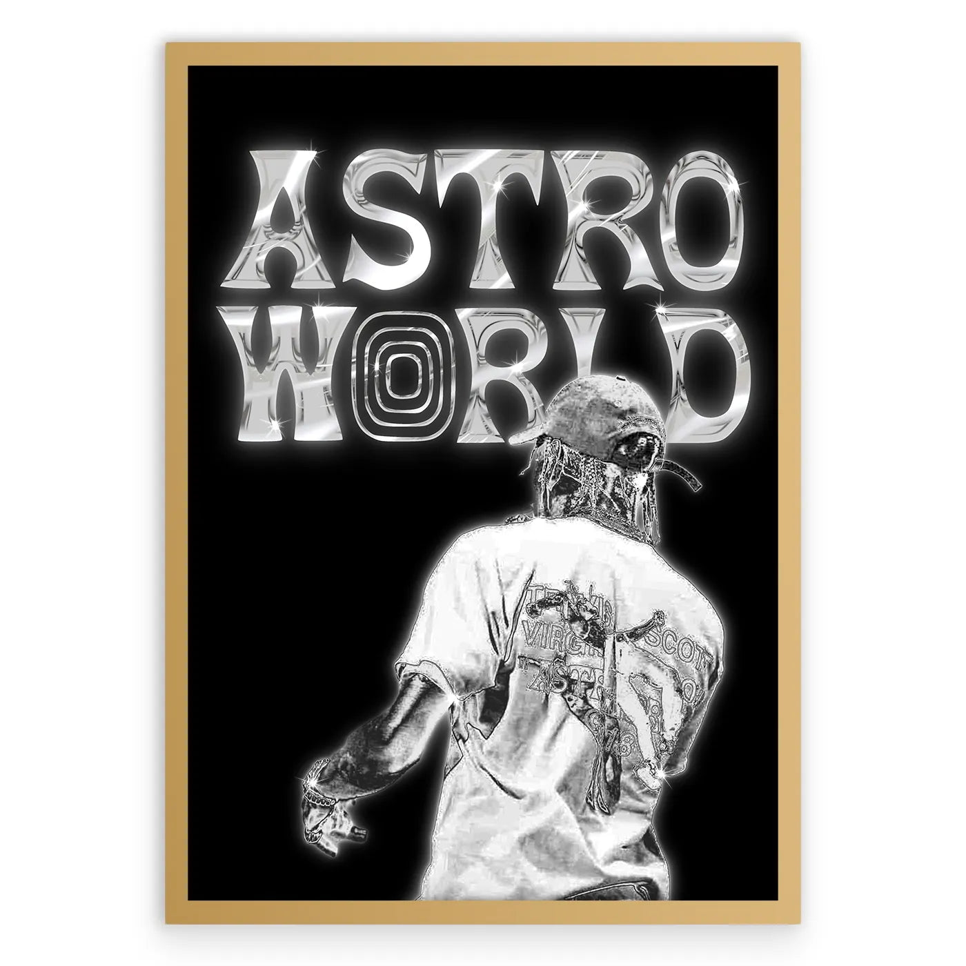 Travis Scott Chrome Plakat-Złota Aluminiowa Rama-