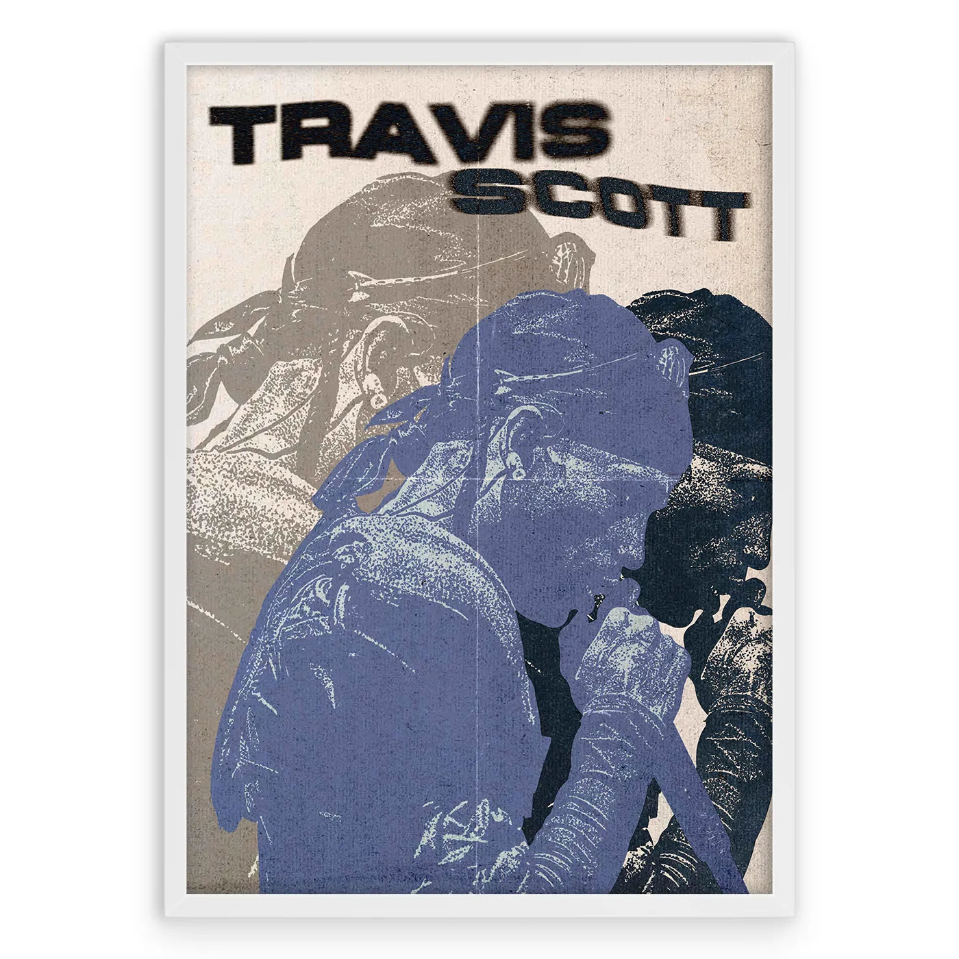 Travis Scott Retro Plakat-Biała Aluminiowa Rama-