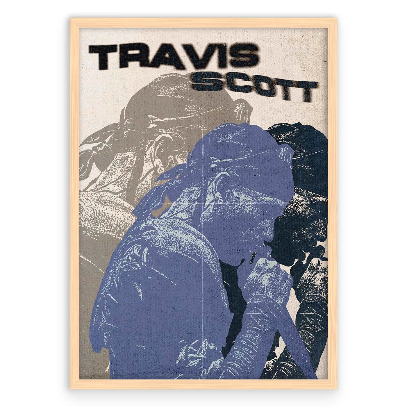 Travis Scott Retro Plakat-Naturalna Drewniana Rama-