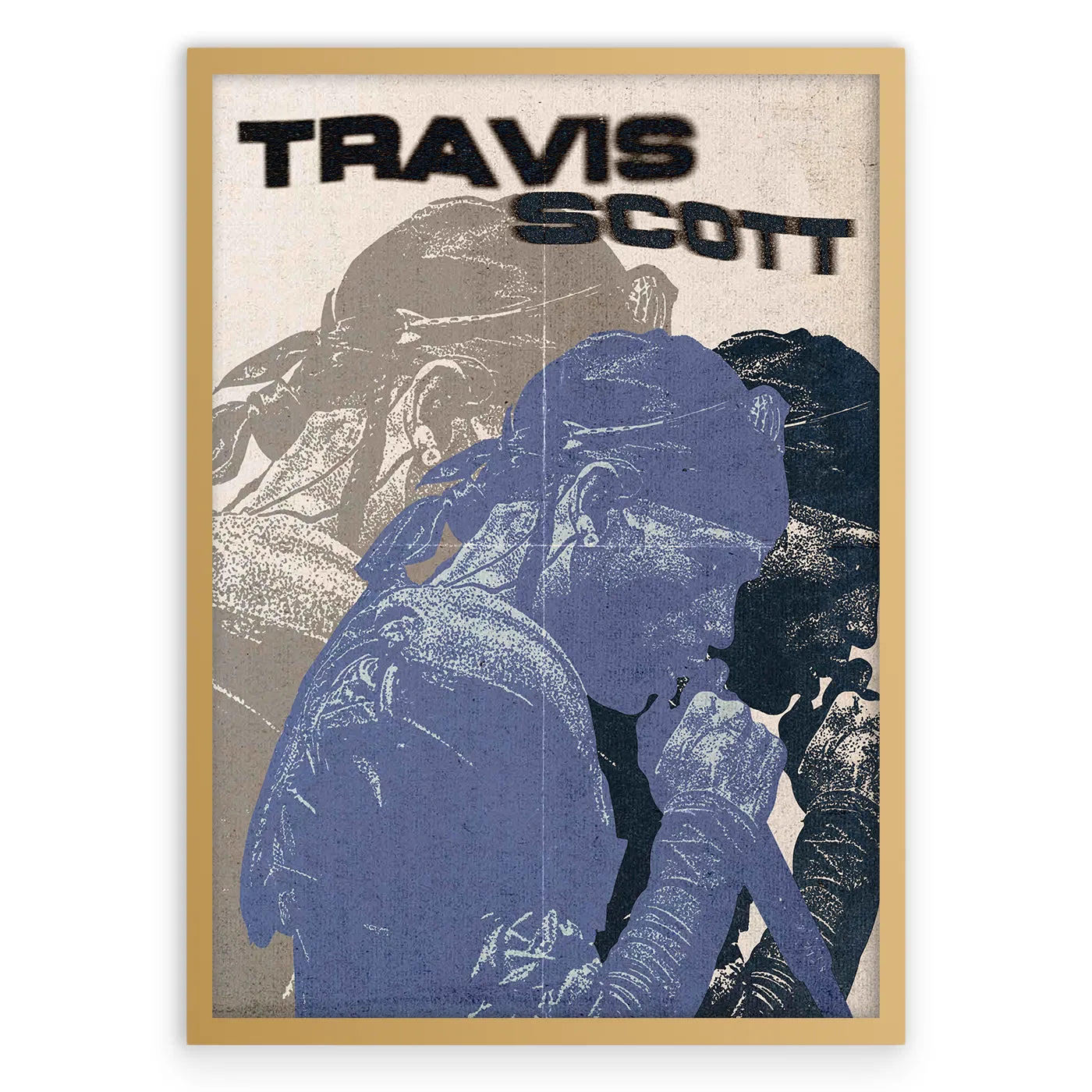 Travis Scott Retro Plakat-Złota Aluminiowa Rama-