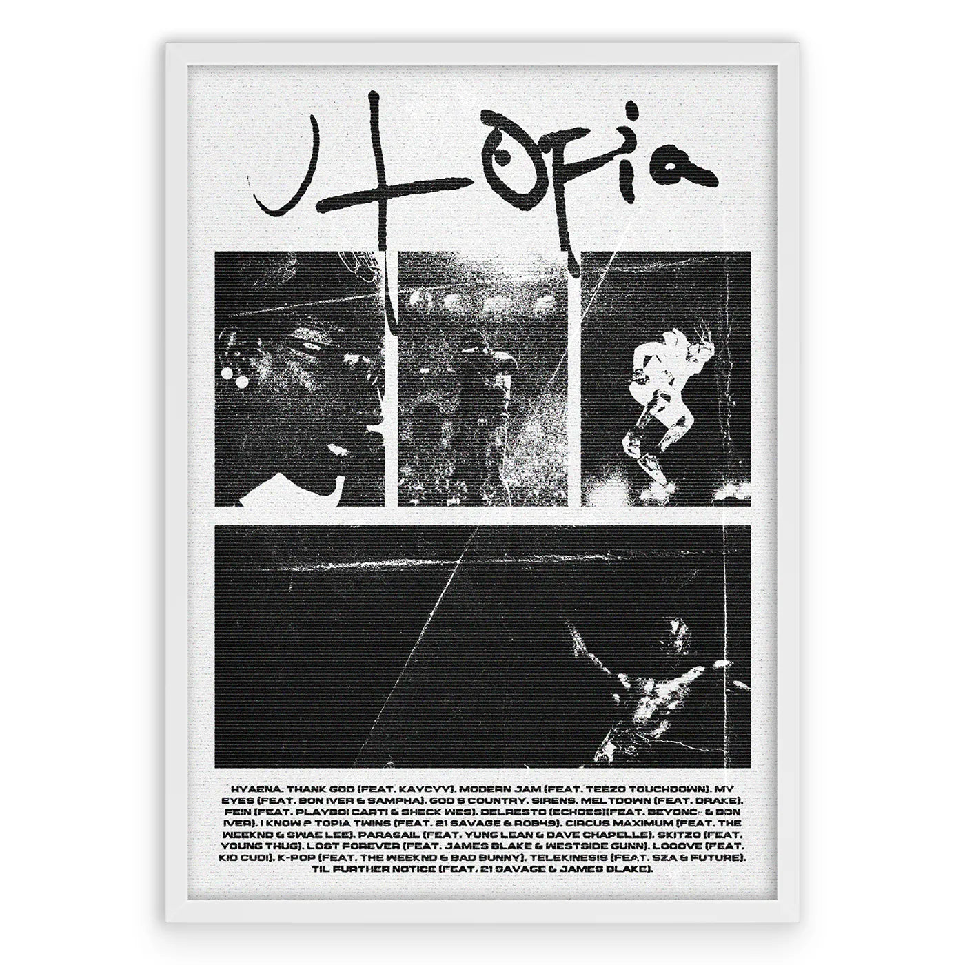 Travis Scott UTOPIA Plakat-Biała Aluminiowa Rama-
