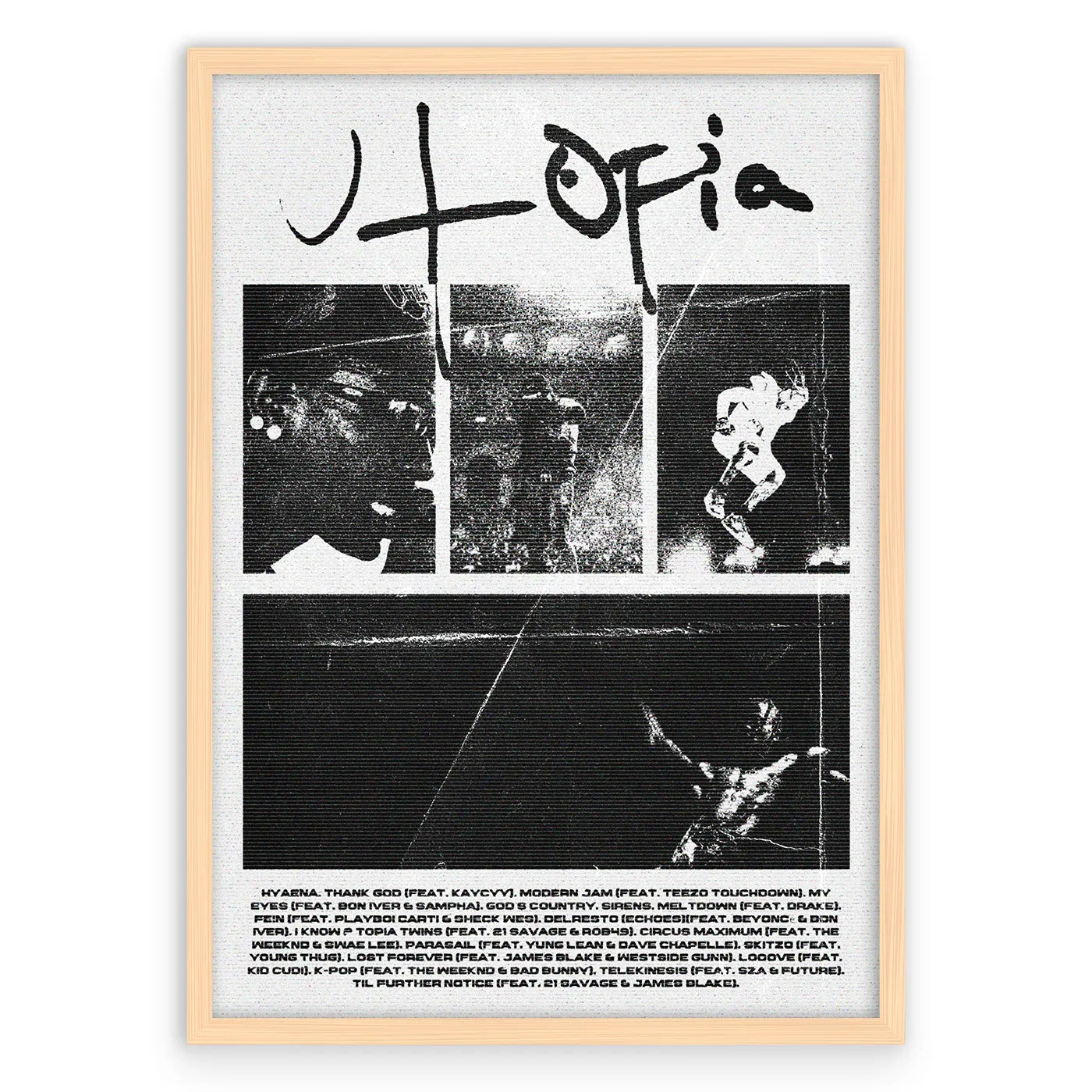 Travis Scott UTOPIA Plakat-Naturalna Drewniana Rama-