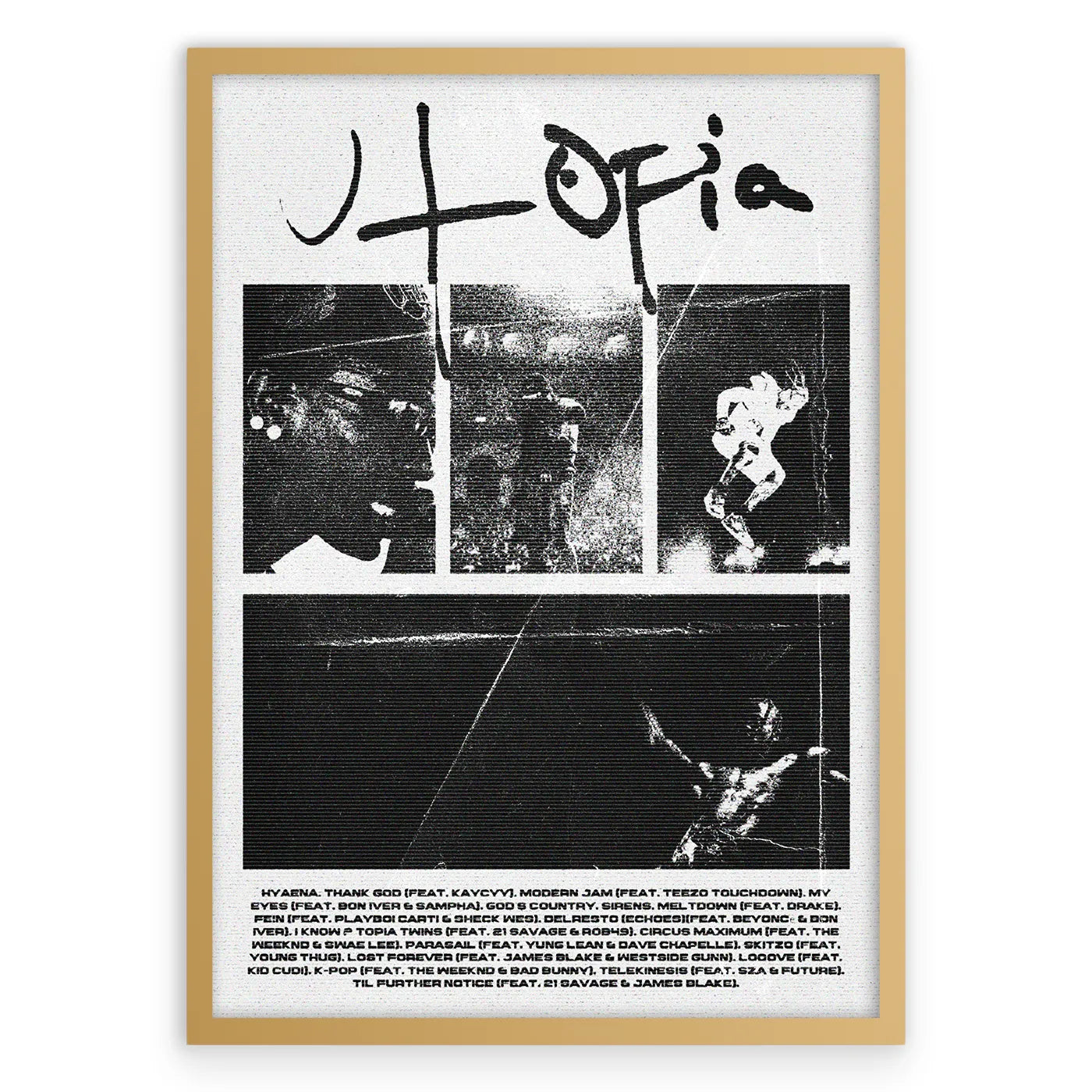 Travis Scott UTOPIA Plakat-Złota Aluminiowa Rama-