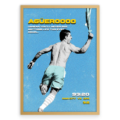 Aguero Iconic Goal Plakat-Pełna Okładka-Złota Aluminiowa Rama