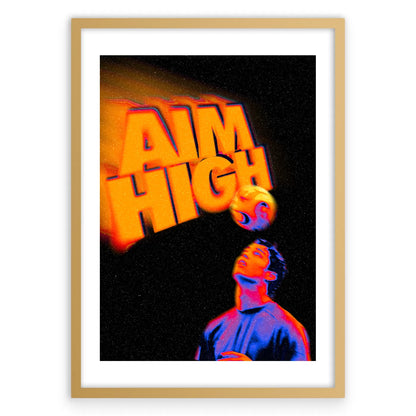 Aim High Plakat-Biała Krawędź-Złota Aluminiowa Rama