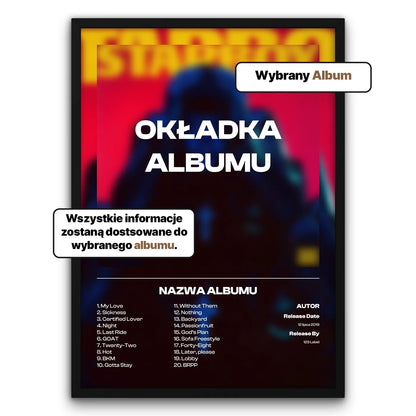Personalizowany Plakat Album Muzyczny-Czarna Drewniana Rama-