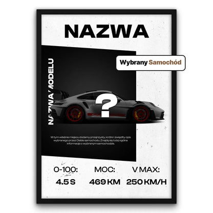 Personalizowany Plakat Samochód-Czarna Drewniana Rama-
