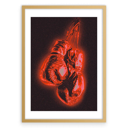 Boxing Gloves Plakat-Biała Krawędź-Złota Aluminiowa Rama