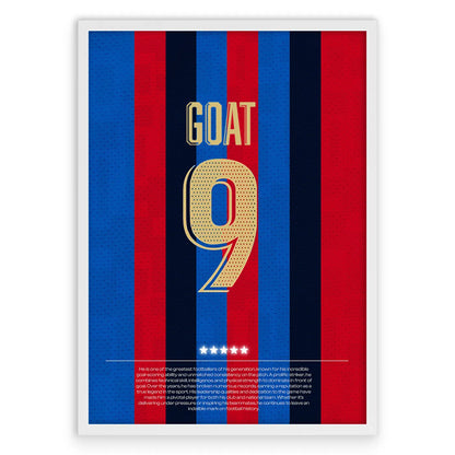 Koszulka GOAT 9 Barcelona Plakat-Biała Aluminiowa Rama-