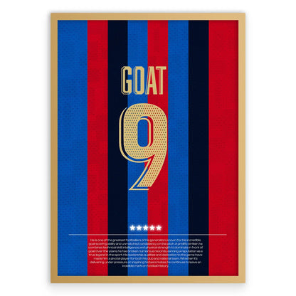 Koszulka GOAT 9 Barcelona Plakat-Złota Aluminiowa Rama-