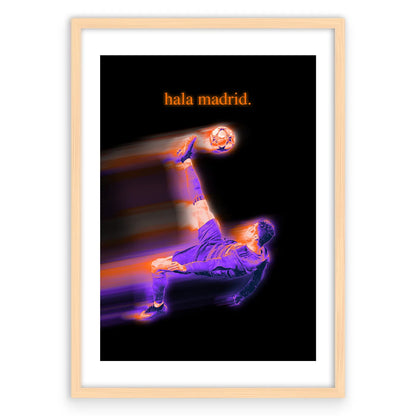Hala Madrid Plakat-Biała Krawędź-Naturalna Drewniana Rama