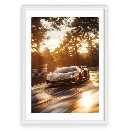 Lamborghini Aventador Plakat-Biała Krawędź-Biała Aluminiowa Rama