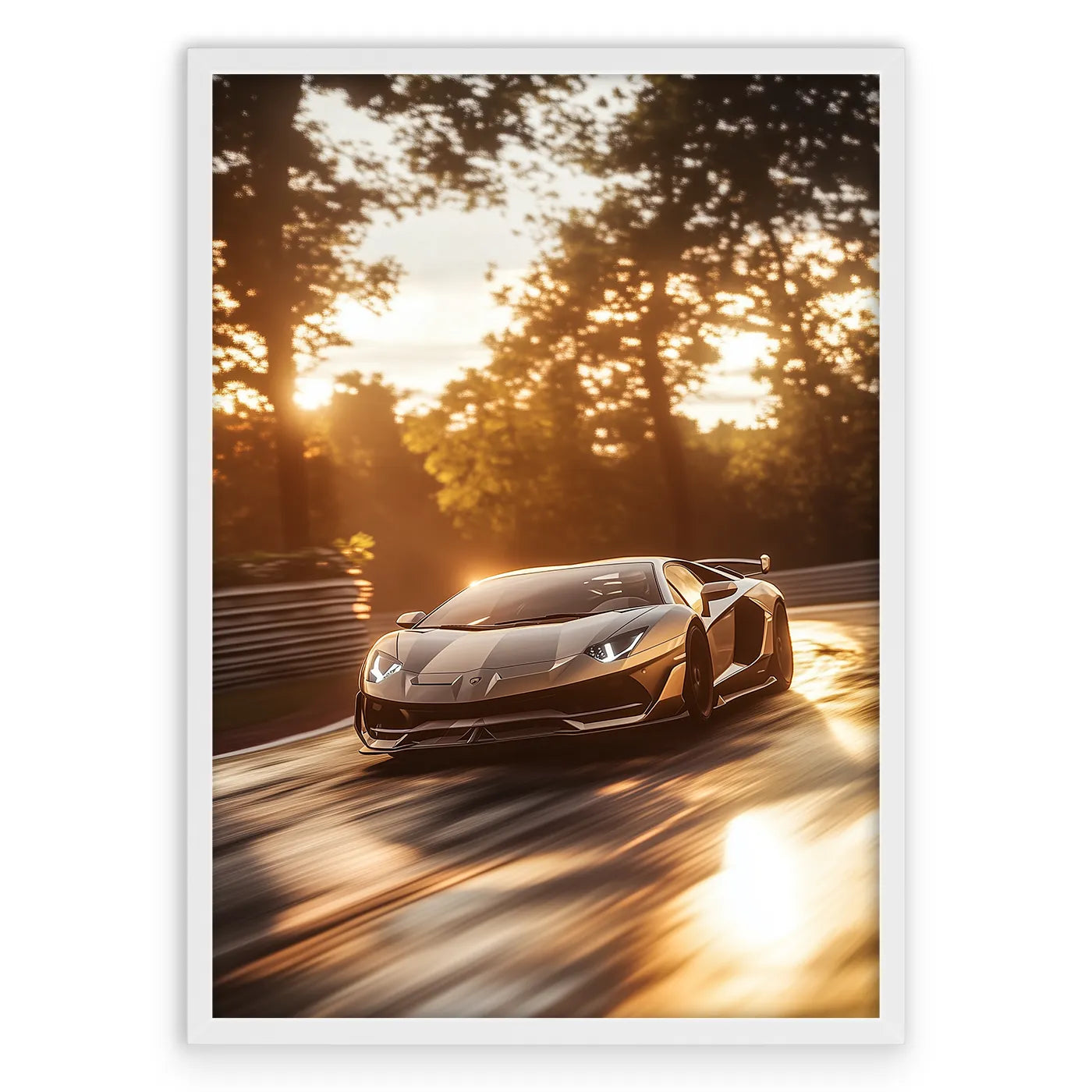 Lamborghini Aventador Plakat-Pełna Okładka-Biała Aluminiowa Rama
