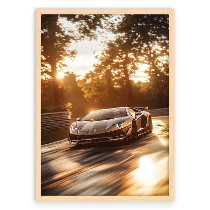 Lamborghini Aventador Plakat-Pełna Okładka-Naturalna Drewniana Rama